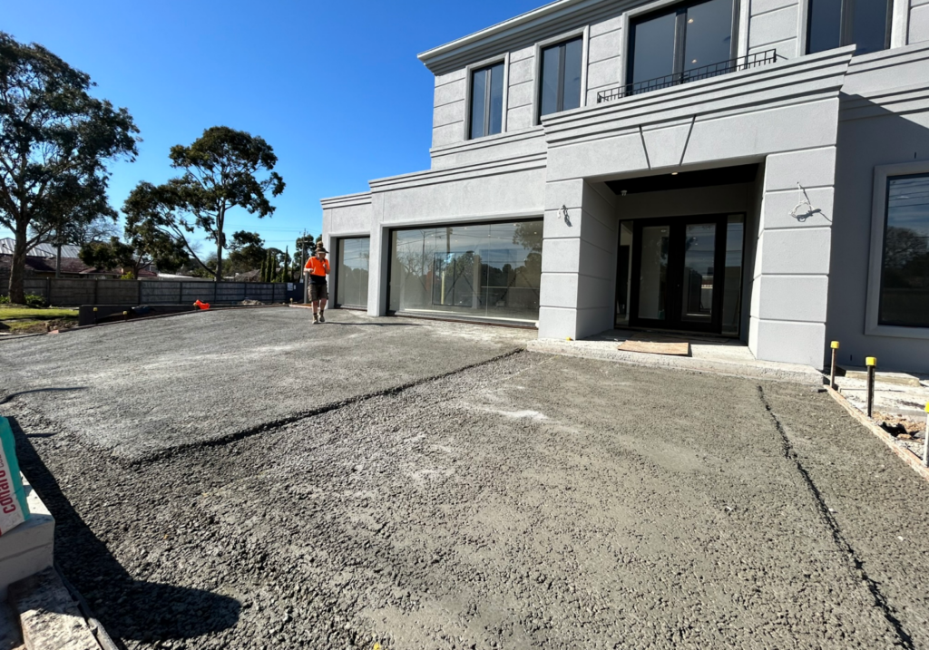 Rebates installed on the permeable concrete base